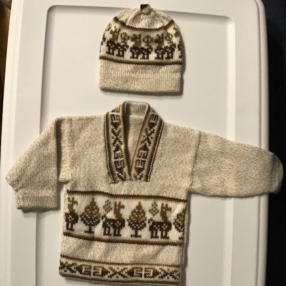 Alpaca sweater and hat